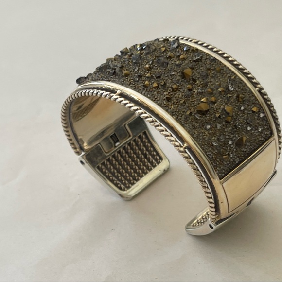 Brighton Silver and Gray Cuff Bracelet with Sparkling Inlay - Picture 2 of 5